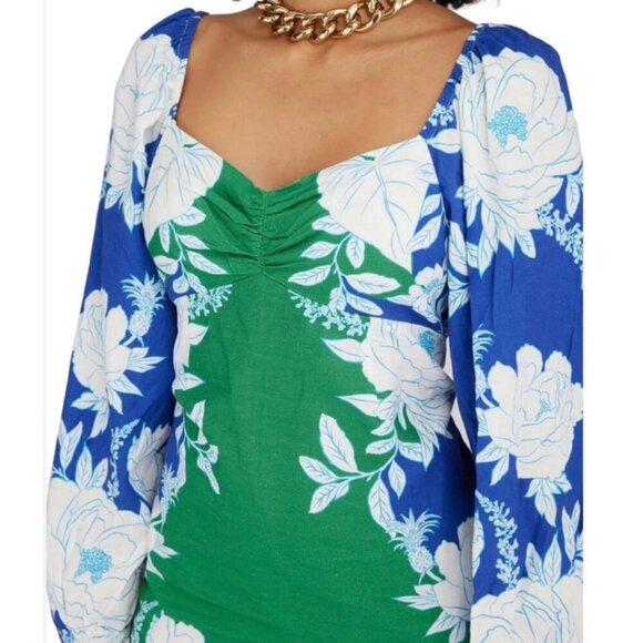 Farm Rio Soft Garden Linen-Blend Tropical Floral Mini Dress Size Small - Picture 13 of 14